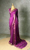 Wine Semi mysore crepe Silk Saree - PBRMJ1G
