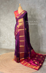 Deep Wine and Magenta semi kanchipuram soft silk saree - PSSN199B