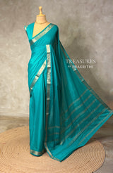 Aqua Blue Semi mysore crepe Silk Saree - PBRMJ2F