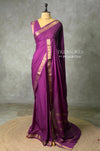 Purple Semi mysore crepe Silk Saree - PBRMJ2J