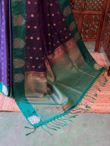 Blue and green pure soft silk saree - PSOFTD6A