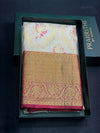 Off white and maroon Tissue Kanchipuram saree- PBRIDEK3C
