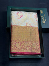 Off white and maroon Tissue Kanchipuram saree- PBRIDEK3C