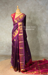 Wine and Magenta semi kanchipuram soft silk saree - PSSN199J