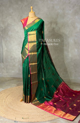 Green and Magenta semi kanchipuram soft silk saree - PSSN199L
