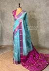 Blue and Magenta semi kanchipuram soft silk saree - PSSN199M