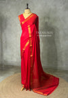 Red Semi mysore crepe Silk Saree - PBRMJ3
