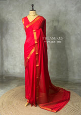 Red Semi mysore crepe Silk Saree - PBRMJ3