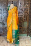 Yellow and Green Handloom silk cotton saree - PBRMH1F
