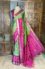 Green and Purple Handloom silk cotton saree - PBRMH3