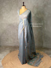 Grey Chanderi silk cotton Jamdani woven saree- PBRJ11