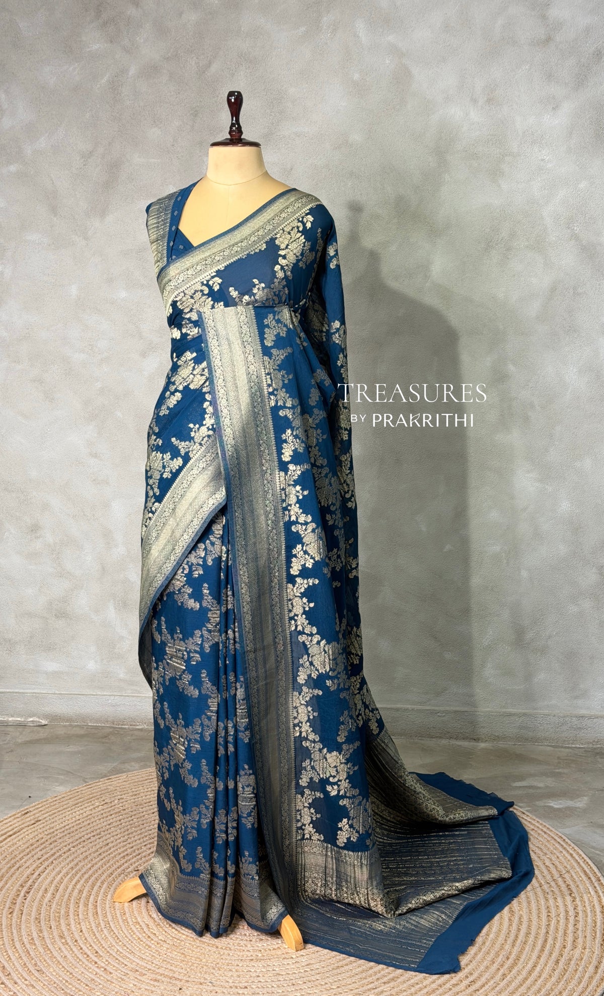 Teal Blue Banarasi georgette Saree - PBRFA1C