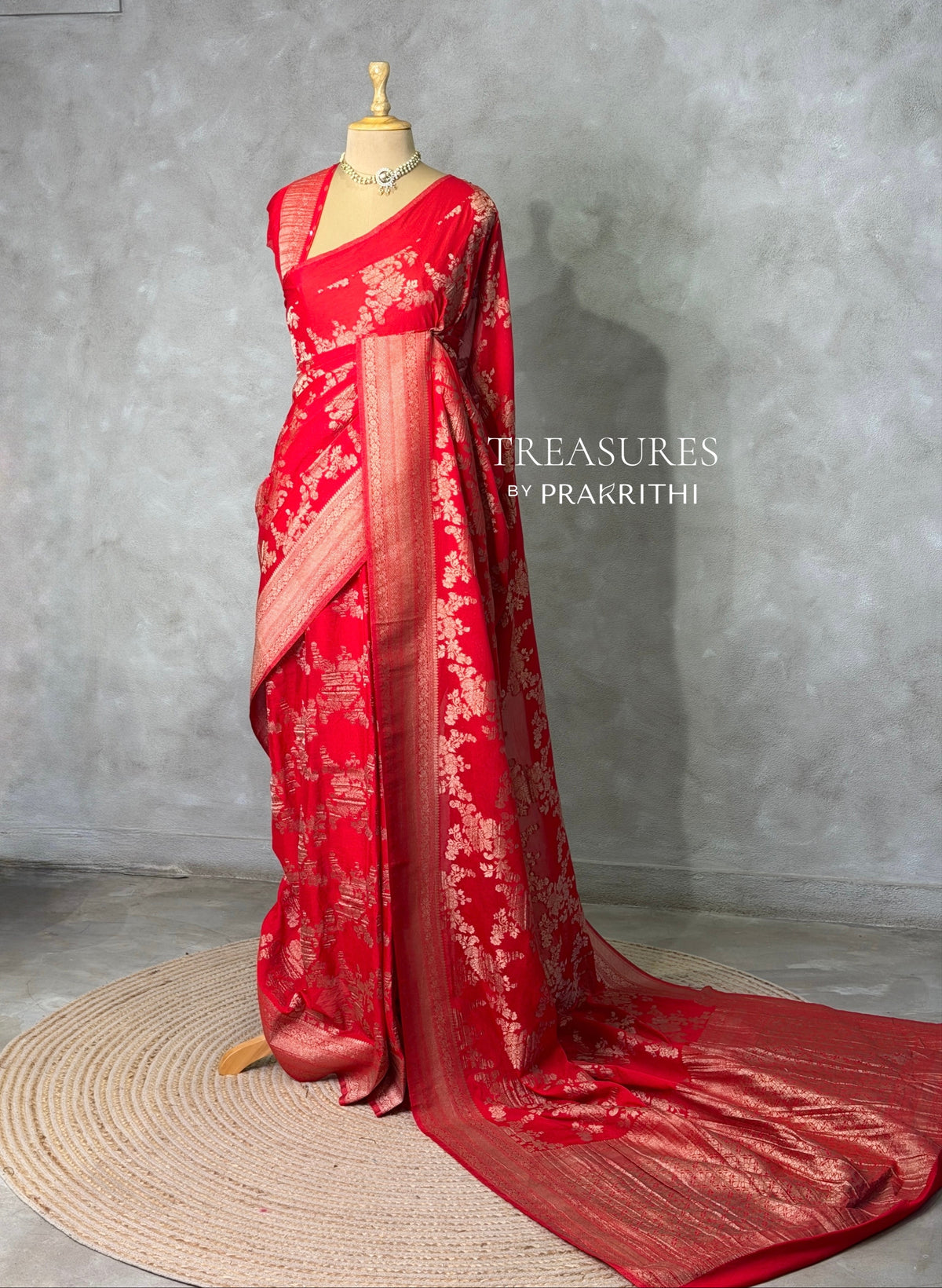 Red Banarasi georgette Saree - PBRFA1D