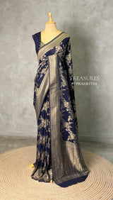 Navy Blue Banarasi georgette Saree - PBRFA1E