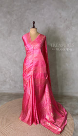 PeachishPink Banarasi Satin silk Saree - PBRMM2A