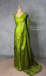 Parrot Green Banarasi Satin silk Saree - PBRMM2D