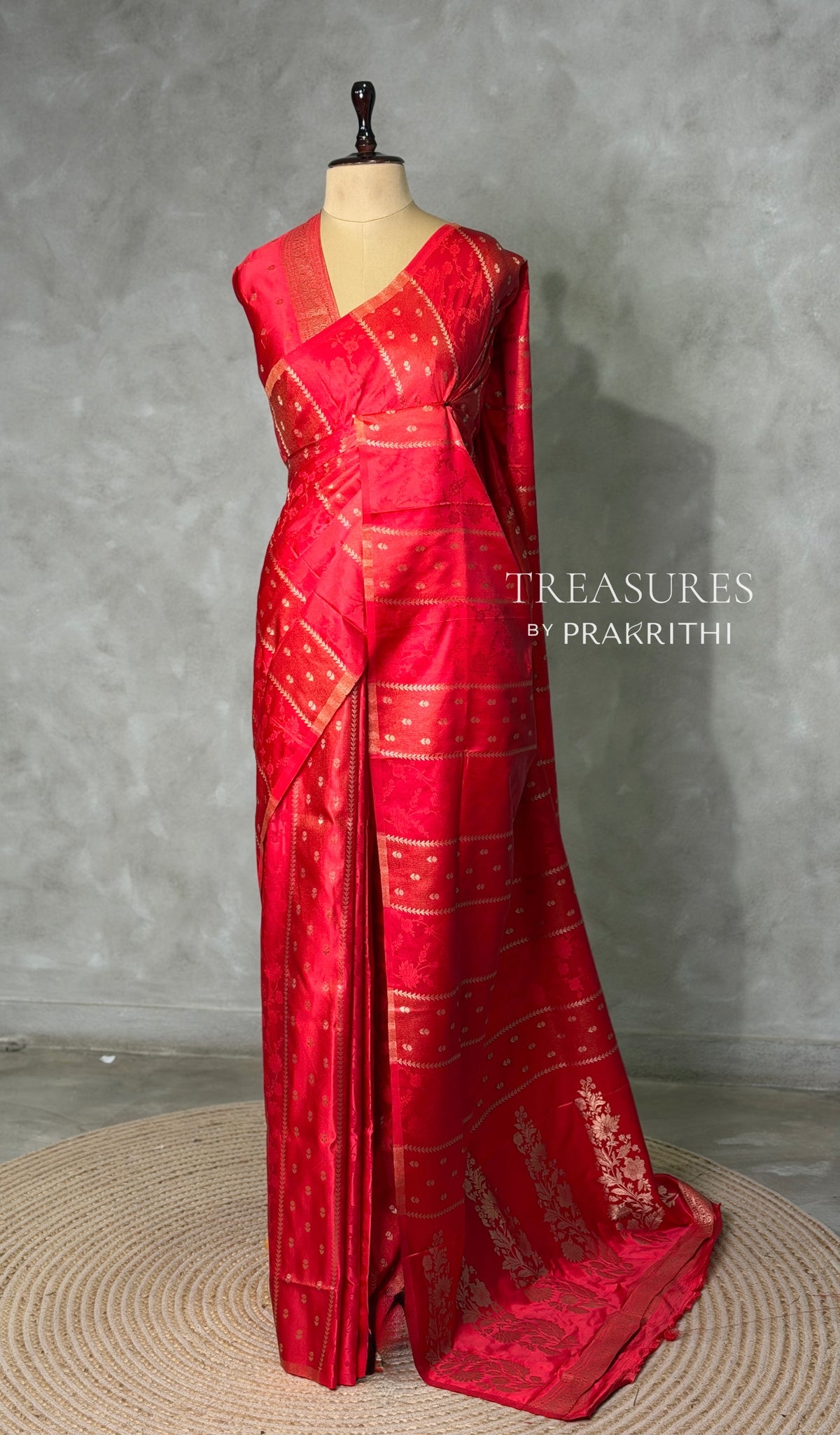 Red Banarasi Satin silk Saree - PBRMM2I