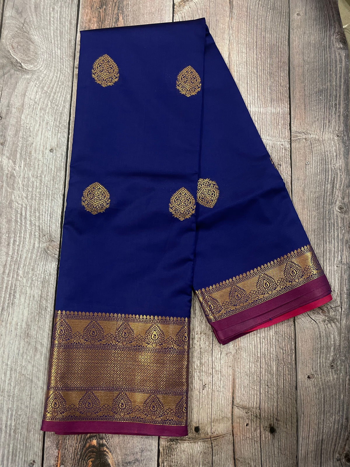 Navy blue and Purple kanchipuram soft silk saree - PSSS19