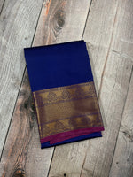 Navy blue and Purple kanchipuram soft silk saree - PSSS19