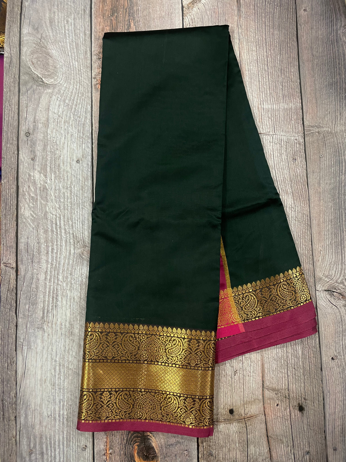 Dark green and purple kanchipuram soft silk saree - PSSS1