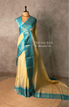 Cream and Blue semi silk saree - PIH88H