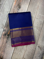 navy blue and purple kanchipuram soft silk saree - PSSS3