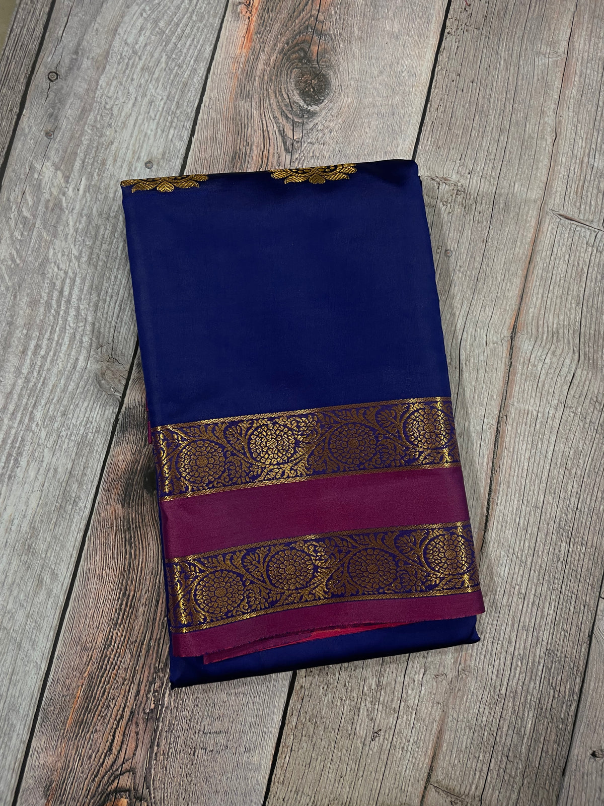 Navy blue and purple kanchipuram soft silk saree - PSSS5
