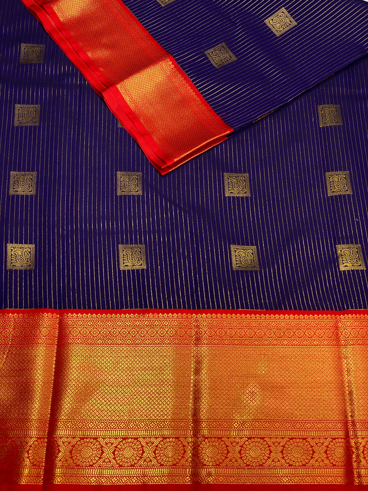 violet and red silk saree- PSS061A