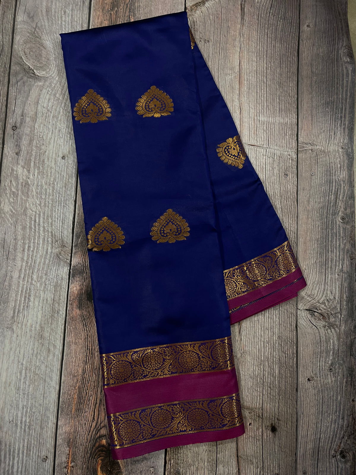 Navy blue and purple kanchipuram soft silk saree - PSSS5