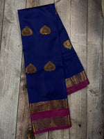 Navy blue and purple kanchipuram soft silk saree - PSSS5