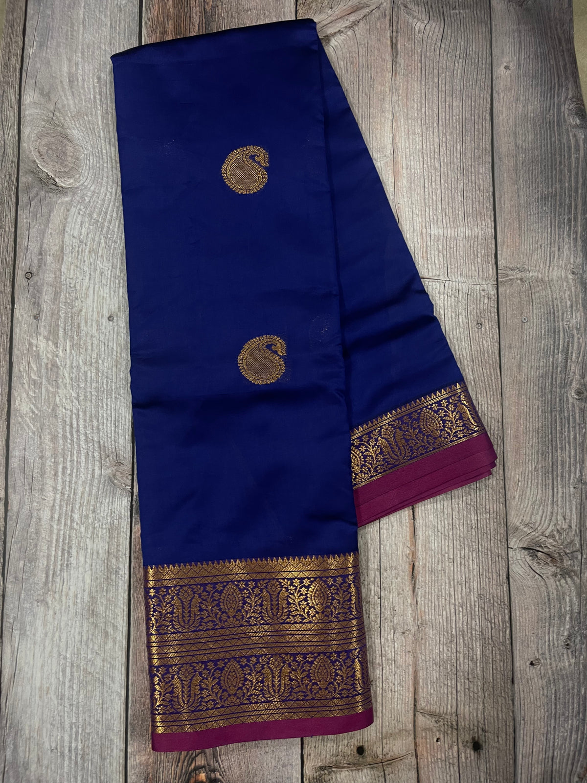 Dark Blue and purple kanchipuram soft silk saree - PSSS7
