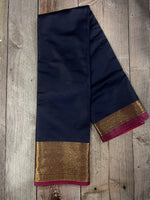 Navy blue and Purple kanchipuram soft silk saree - PSSS9