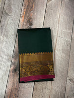 Bottle Green and Purple kanchipuram soft silk saree - PSSS11
