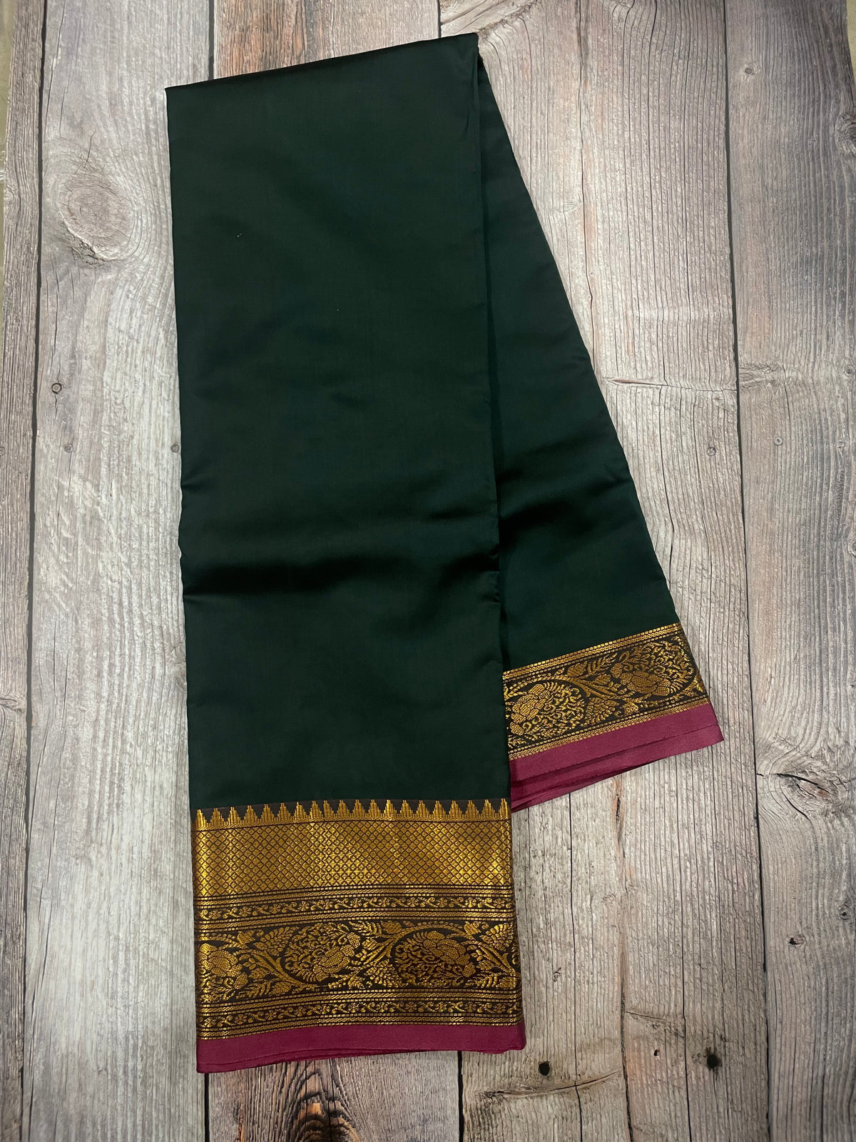 Bottle Green and Purple kanchipuram soft silk saree - PSSS11