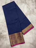Navy blue and purple kanchipuram soft silk saree - PSSS28