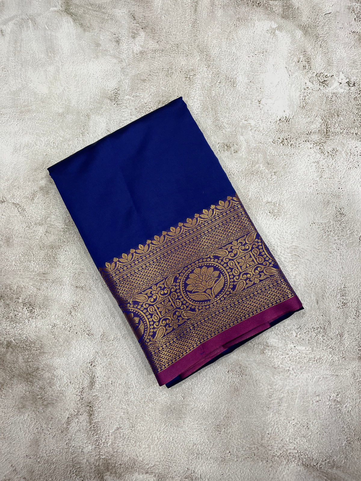 Navy blue and purple kanchipuram soft silk saree - PSSS28
