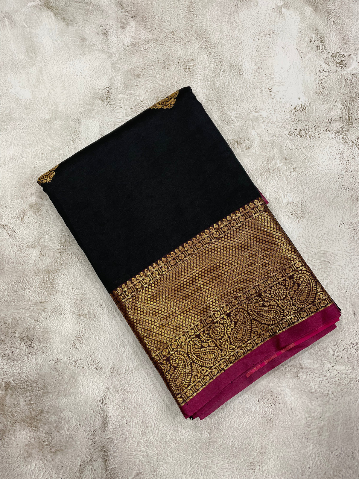Black and purple kanchipuram soft silk saree - PSSS30