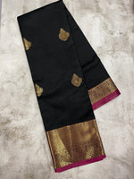 Black and purple kanchipuram soft silk saree - PSSS30
