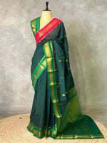 Dark green Chanderi saree- PCS06G