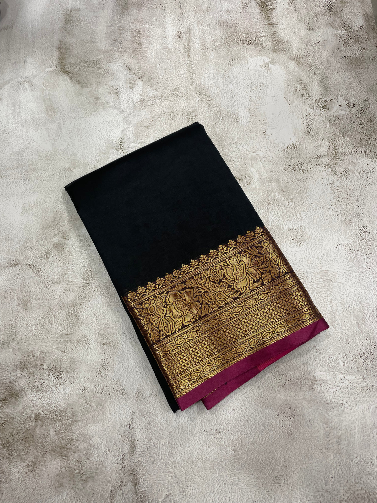 Black and Purple kanchipuram soft silk saree - PSSS43