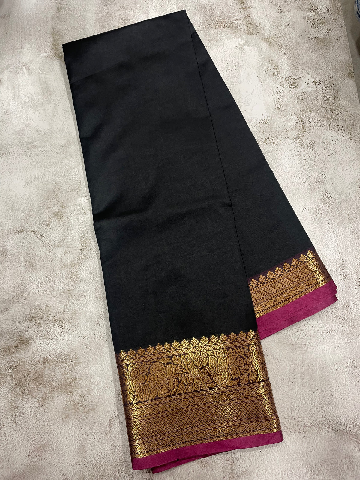 Black and Purple kanchipuram soft silk saree - PSSS43