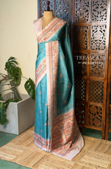 Aqua blue semi tusser saree- PBR31