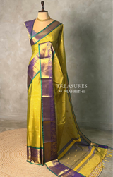Lime yellow and Violet semi silk saree - PIH88M