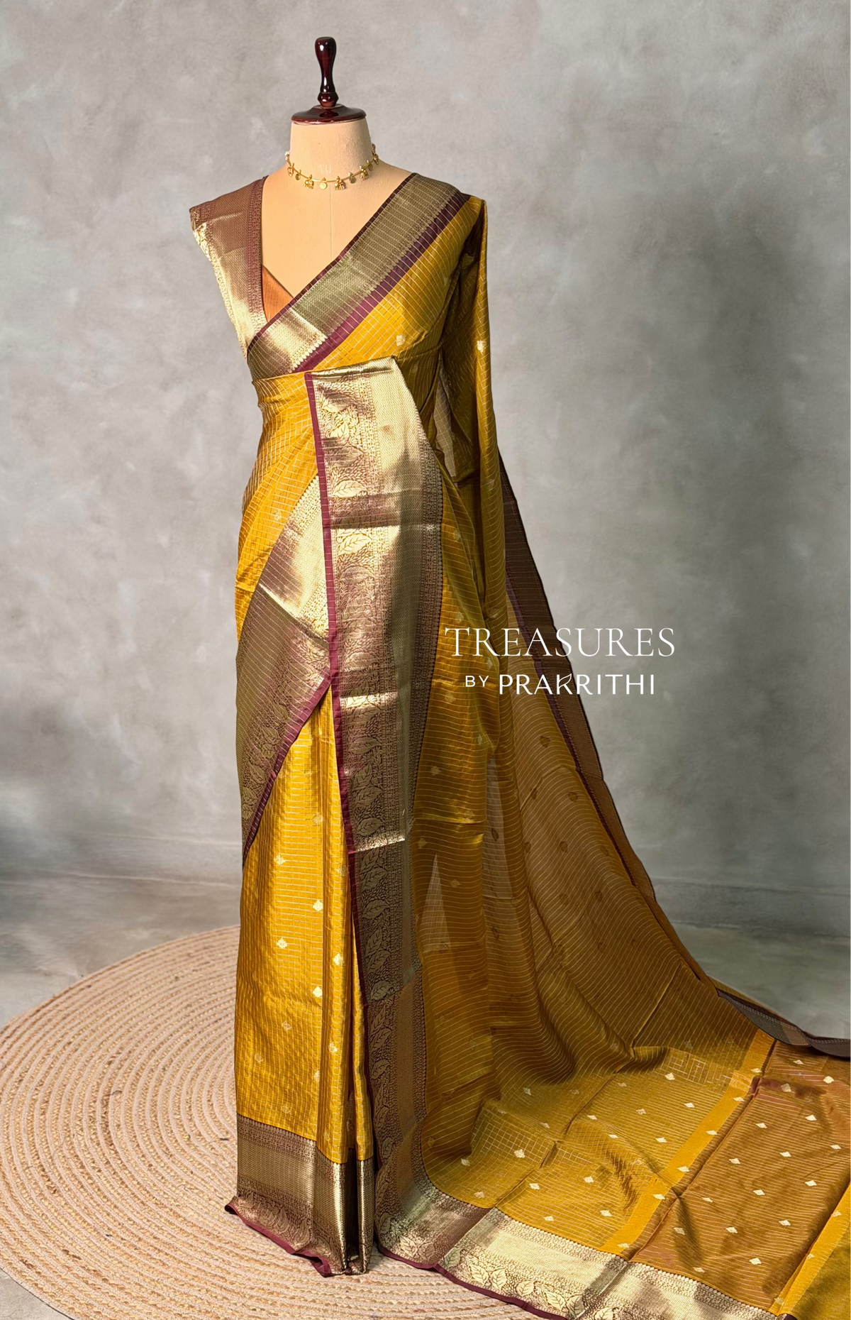 Mustard yellow semi silk saree - PIH88N