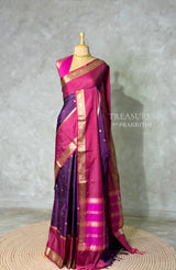 Purple semi banarasi Saree - PFAZ24A