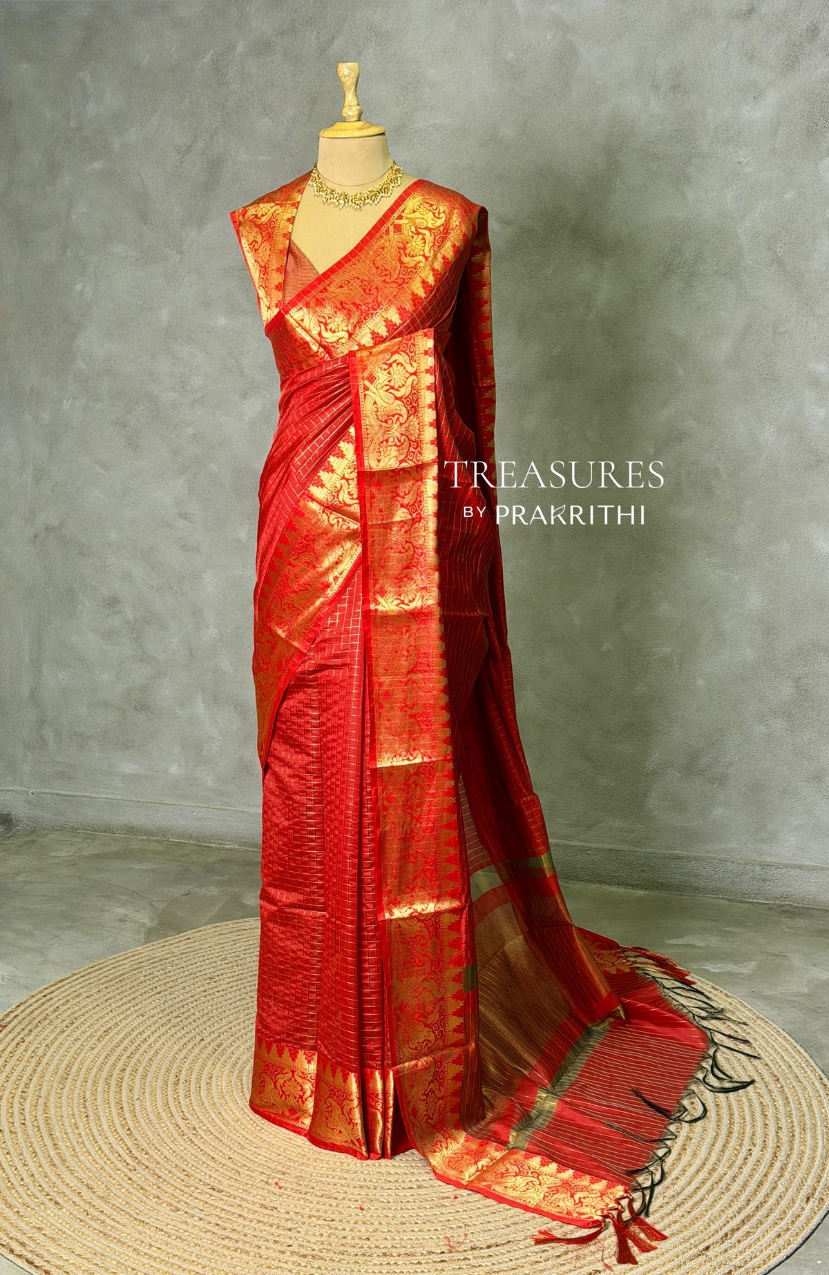 Maroon red semi banarasi silk saree- AISHN2B