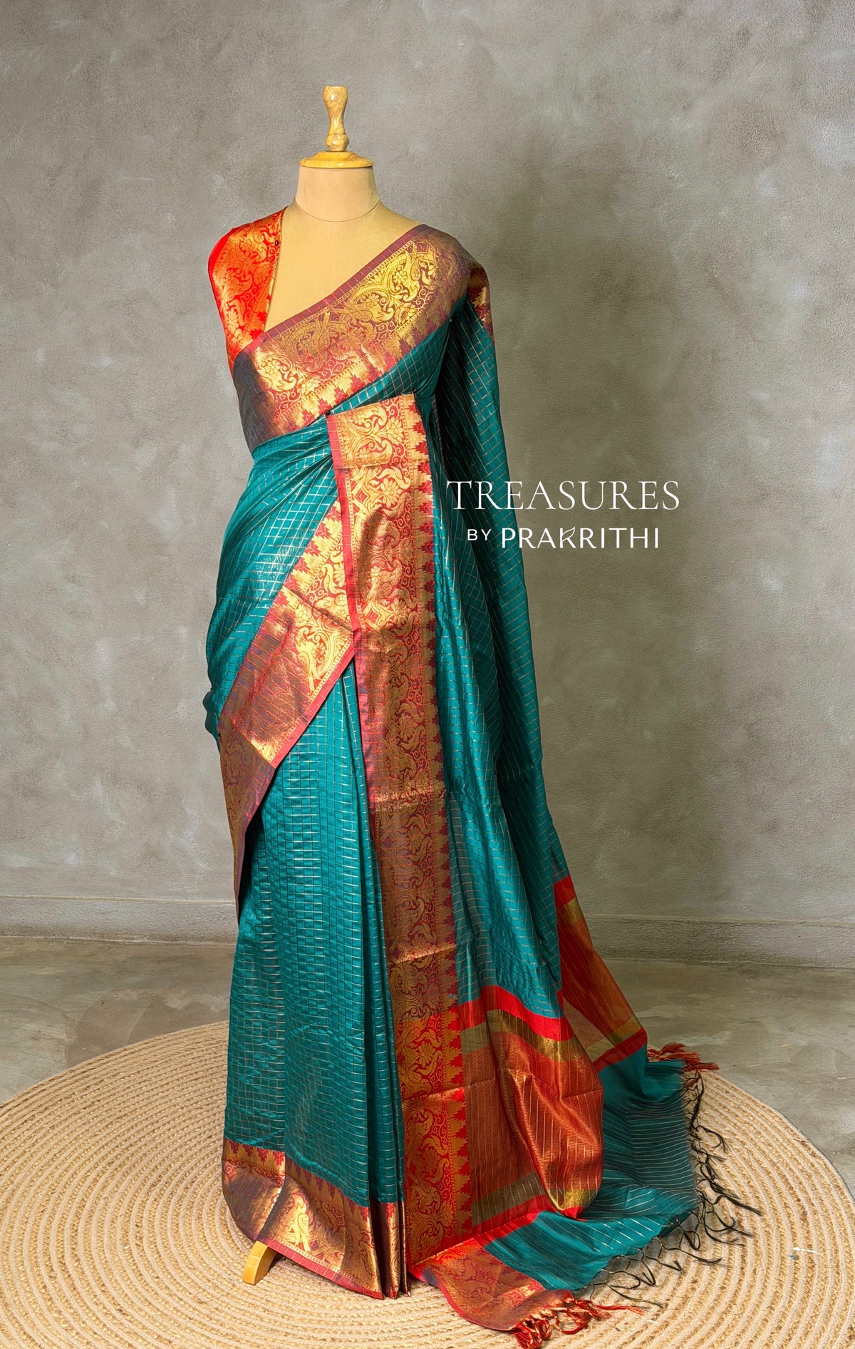 peacock green semi banarasi silk saree- AISHN2E