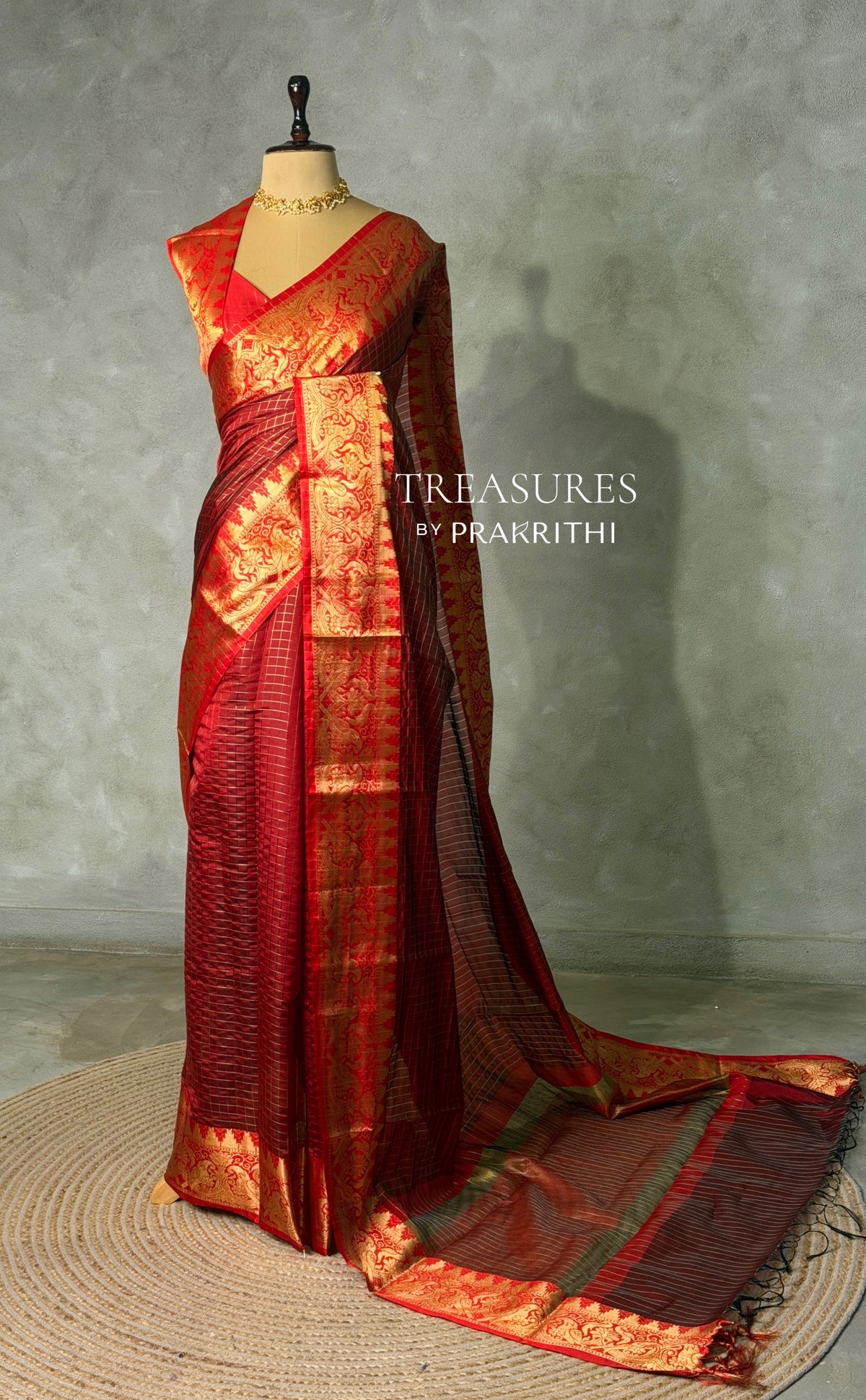 Maroon semi banarasi silk saree- AISHN2F