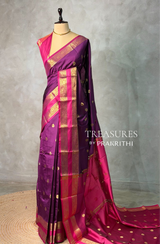 Wine and magenta semi kanchipuram soft silk saree - PSSN179