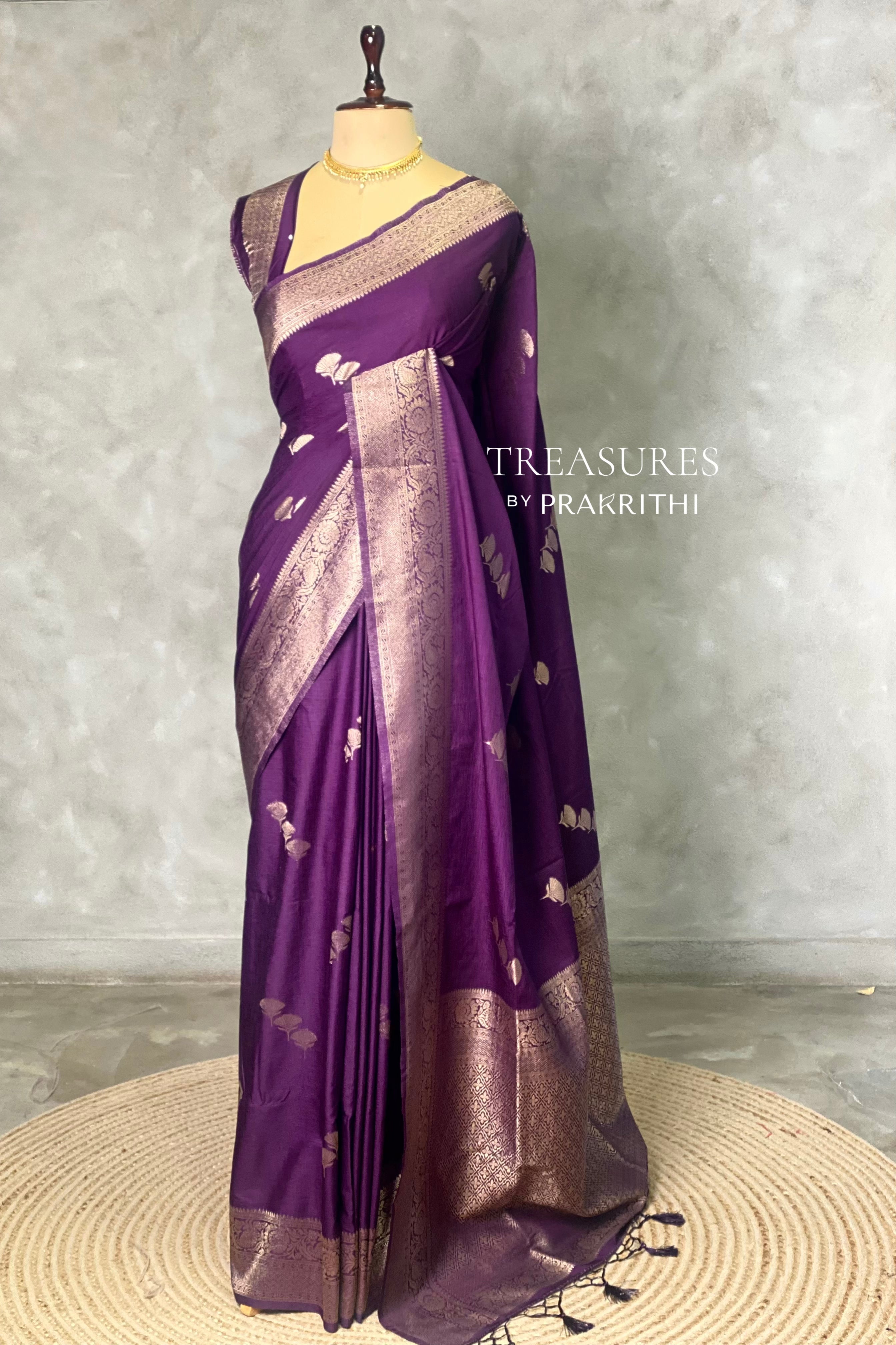 Purple Semi Tusser silk saree- PBRMM3A